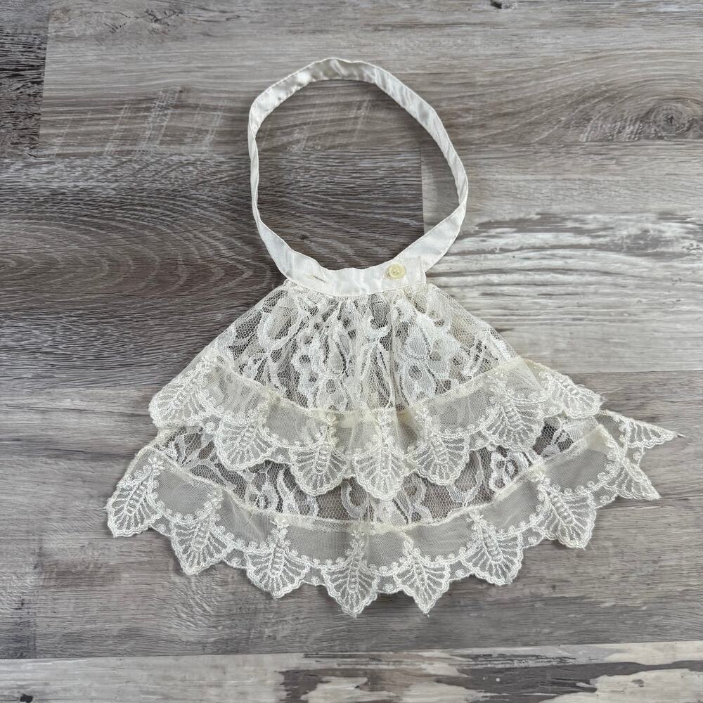 Vintage Lace Collar Capelet Ivory Sheer Ruffle Coquette Fairycore